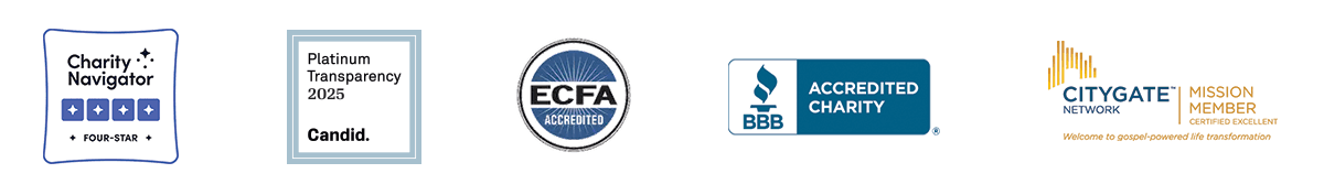 Charity Navigator, Candid/Guidestar, ECFA, BBB, Citygate Network